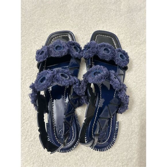 Tory Burch Freya Eyelet navy blue Sandals size 8.5 - Picture 3 of 7